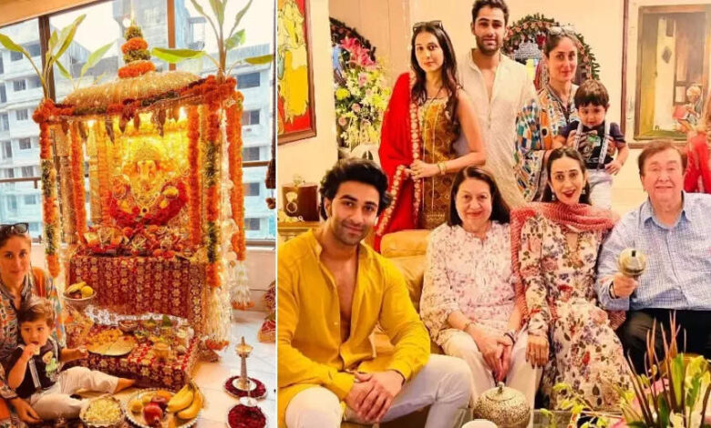 Kareena Kapoor-Karisma Kapoor reached the Kapoor family's Ganeshotsav, what did little Jeh eat from the prasad plate? - glimpses of kapoor family ganeshotsav kareena seeks blessings with son jeh