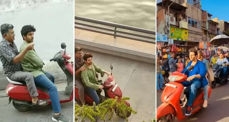 Kartik Aaryan in Ahmedabad, shooting for 'Satya Prem Ki Katha' in Ahmedabad Kartik Aaryan was spotted roaming around areas including the riverfront - kartik aaryan and kiara advani shooting for their film satya prem ki katha in ahmedabad