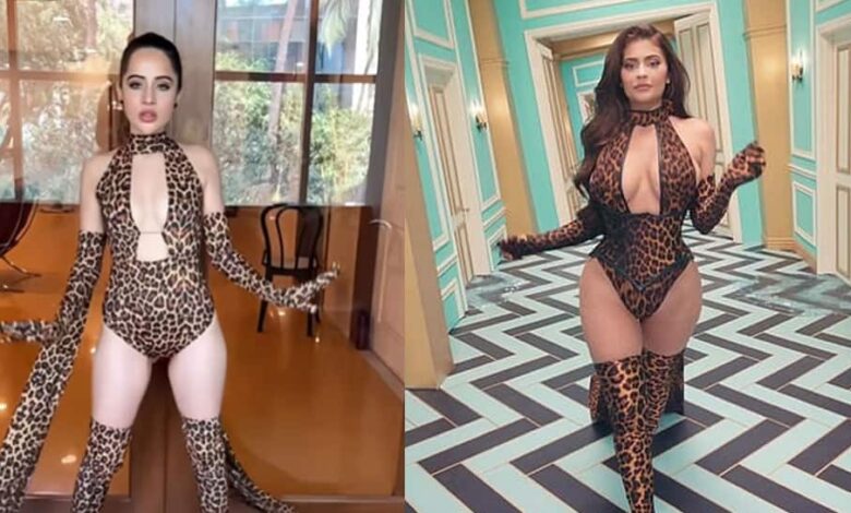 Urfi Javed struts in leopard print bodysuit with cape, recreates Kylie Jenner's hot avatar - Watch |  People News